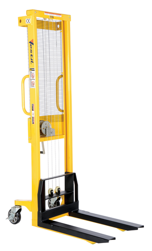 Steel Stacker with Fixed Manual Hand Winch 770 Lb. Capacity Black / Yellow